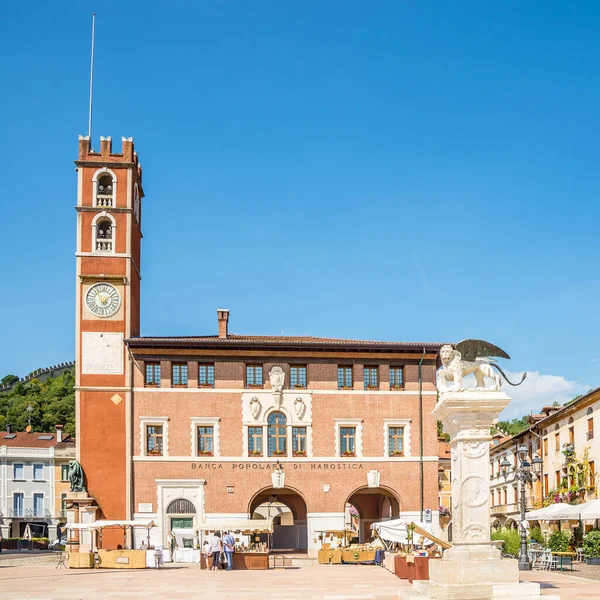 Marostica Italia Septiembre 2021 Vista Castillo Con Estatua León Veneciano — Foto de Stock