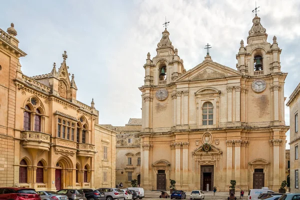 Mdina Malta Październik 2021 Widok Katedrę Pawła Mdinie Mdina Jest — Zdjęcie stockowe