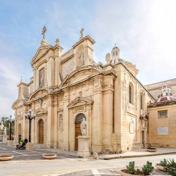 Widok Bazylice Pawła Ulicach Rabatu Malcie — Zdjęcie stockowe