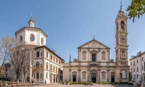 Milan Italy March 2022 Pemandangan Santuario San Bernardino Dan Basilika — Stok Foto