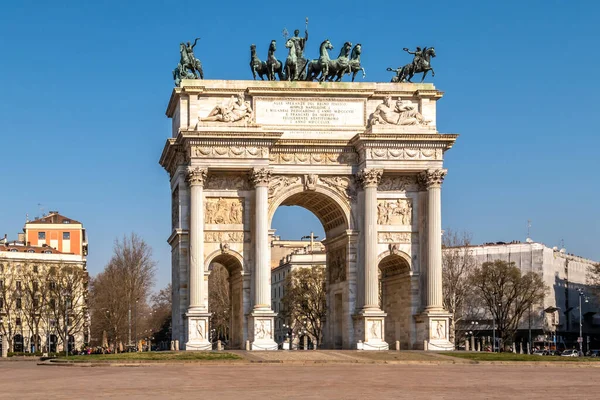 View Arch Peace Streets Milan Italy — Stock Photo, Image