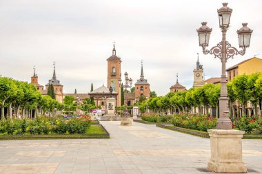 ALCALA DE HENARES, İSPAN - 30 Mayıs 2022 - Miguel Cervantes 'in Alcala de Henares' deki yerine bakın. Alcala de Henares, İspanya 'nın Madrid eyaletinde yer alan bir şehirdir..