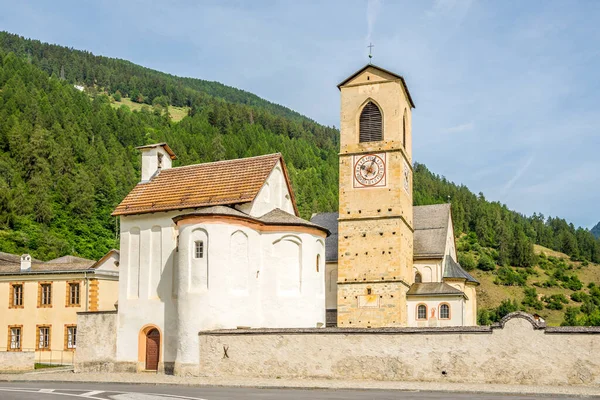 View Movastery Bell Tower Saint John Church Mustair Switzerland — ストック写真