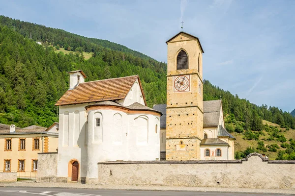 View Movastery Bell Tower Saint John Church Mustair Switzerland — 图库照片