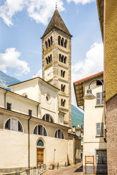 Clock Tower Streets Tirano Italy — стоковое фото