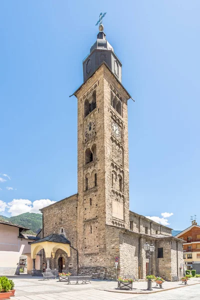 View Church Santa Maria Assunta Streets Morgex Italy — 图库照片