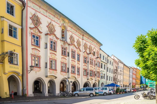 Rosenheim Germany July 2022 View Kermhaus Building Streets Wasserburg Inn Stok Resim