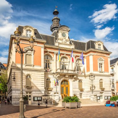 CHAMBERY, FRANCE - JUNE 25,2022 - View at the Building of City hall of Chambery. Chambery is the prefecture of the Savoie department of France.
