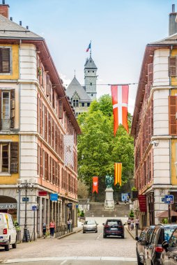 CHAMBERY, FRANCE - JUNE 25,2022 - View at the Dukes Palace from streets of Chambery. Chambery is the prefecture of the Savoie department of France.