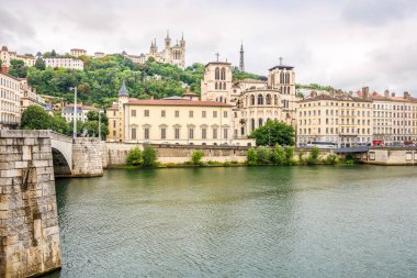 LYON, FRANCE - JUNE 26,2022 - View at the Bank of Saone river in Lyon. Lyon is the third-largest city and second-largest metropolitan area of France.