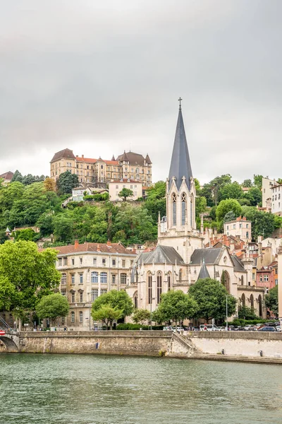 View Church Saint Georges Bank Saone River Lyon France — Stockfoto