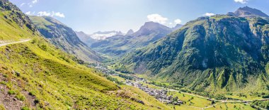 Panoramic view at the Bonneval-sur-Arc village in Savoie Alps of France