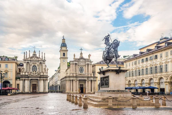 Vista Plaza San Cerlo Cemtre Turín Italia —  Fotos de Stock