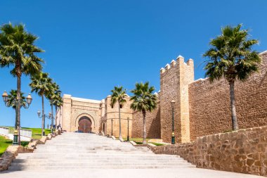 Fas 'ta Rabat' ın sokaklarındaki Udayas Kasbah 'a bakın.