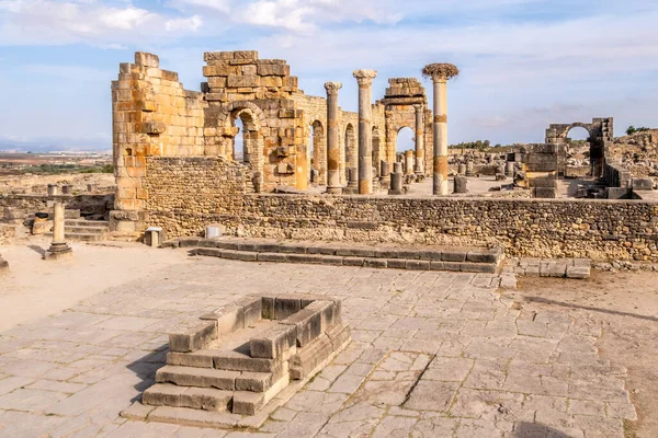 View Ruins Basilica Building Ancient Town Volubilis Morocco — Stock Photo, Image