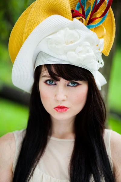 Beautiful girl in a hat — Stock Photo, Image