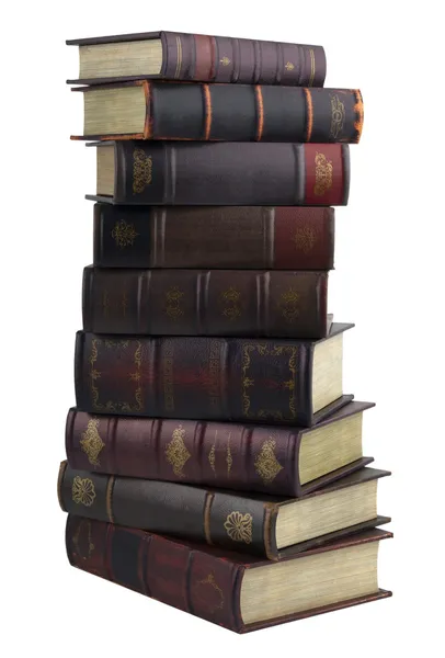 Hromadu starých knih, samostatný — Stock fotografie