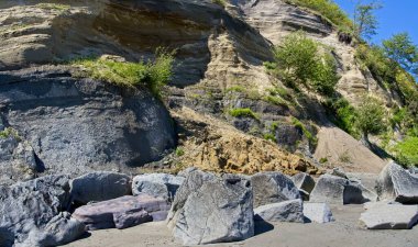 Victoria BC 'deki Island View Sahili' nin muhteşem manzarası.