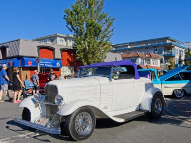 Sidney BC, Canada - August 7, 2022. Sidney Torque Masters, large antique collector car event in Sidney BC. Cars lining the streets