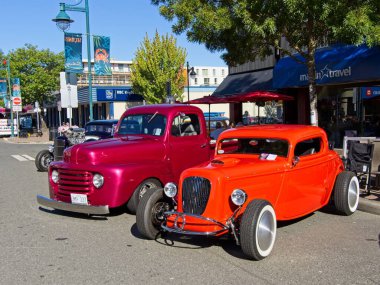 Sidney BC, Canada - August 7, 2022. Sidney Torque Masters, large antique collector car event in Sidney BC. Cars lining the streets