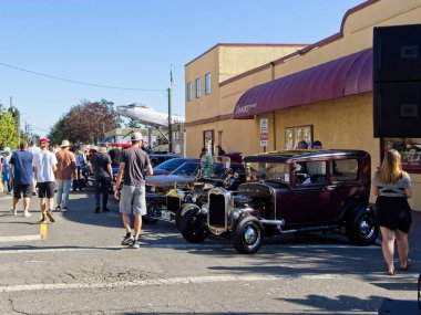 Sidney BC, Canada - August 7, 2022. Sidney Torque Masters, large antique collector car event in Sidney BC. Cars lining the streets