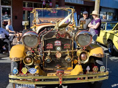 Sidney BC, Canada - August 7, 2022. Sidney Torque Masters, large antique collector car event in Sidney BC. Cars lining the streets