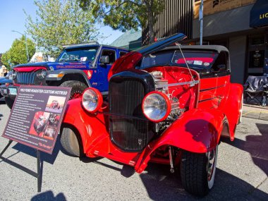 Sidney BC, Canada - August 7, 2022. Sidney Torque Masters, large antique collector car event in Sidney BC. Cars lining the streets
