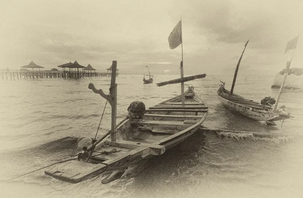 View of floating boats at foreshore — Stock Photo, Image