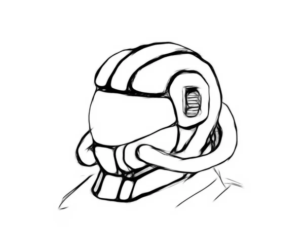 Illustratie schets van conceptuele gas gemaskerde leger helm — Stockfoto