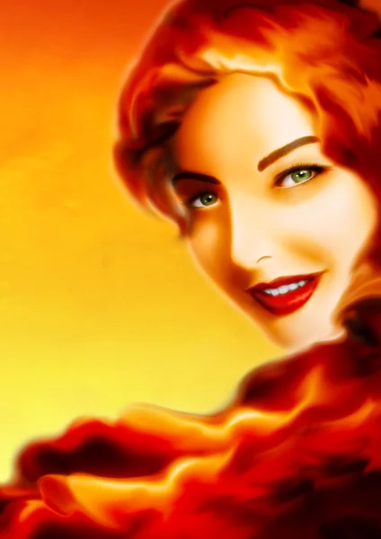 Primer plano de chica belleza pelo rojo . Imágenes De Stock Sin Royalties Gratis
