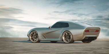 Markasız, jenerik konsept bir arabanın 3 boyutlu çizimi