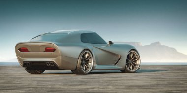 Markasız, jenerik konsept bir arabanın 3 boyutlu çizimi