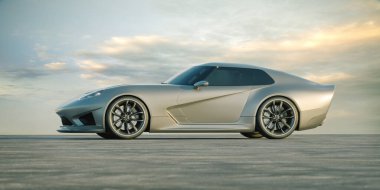 Markasız, jenerik konsept bir arabanın 3 boyutlu çizimi