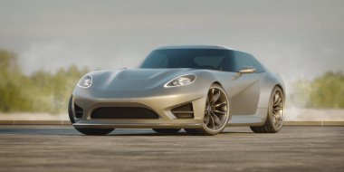 Markasız, jenerik konsept bir arabanın 3 boyutlu çizimi