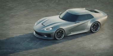 Markasız, jenerik konsept bir arabanın 3 boyutlu çizimi