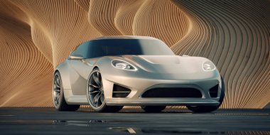 Markasız, jenerik konsept bir arabanın 3 boyutlu çizimi