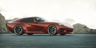 Markasız, jenerik konsept bir arabanın 3 boyutlu çizimi