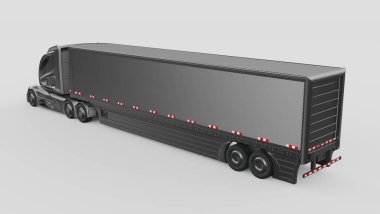 Markasız bir konsept kamyonun 3 boyutlu görüntüsü. Elektrikli otonom kamyon