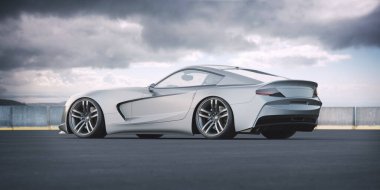 Markasız, jenerik konsept bir arabanın 3 boyutlu çizimi