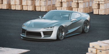 Markasız, jenerik konsept bir arabanın 3 boyutlu çizimi