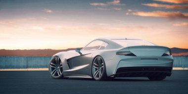 Markasız, jenerik konsept bir arabanın 3 boyutlu çizimi