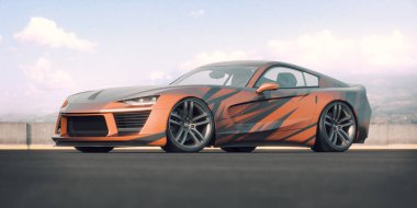 Markasız, jenerik konsept bir arabanın 3 boyutlu çizimi