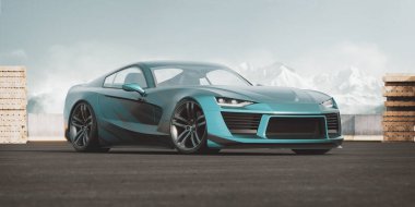 Markasız, jenerik konsept bir arabanın 3 boyutlu çizimi