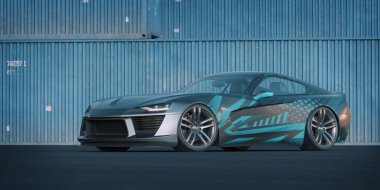 Markasız, jenerik konsept bir arabanın 3 boyutlu çizimi