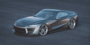 Markasız, jenerik konsept bir arabanın 3 boyutlu çizimi