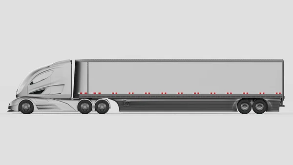 Renderização Caminhão Conceito Genérico Sem Marca Camião Autónomo Elétrico — Fotografia de Stock