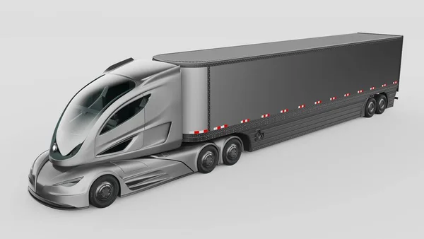 Rendering Concept Truck Generico Senza Marchio Camion Autonomo Elettrico — Foto Stock