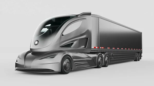 Rendering Concept Truck Generico Senza Marchio Camion Autonomo Elettrico — Foto Stock