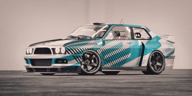 Markasız, jenerik konsept bir arabanın 3 boyutlu çizimi