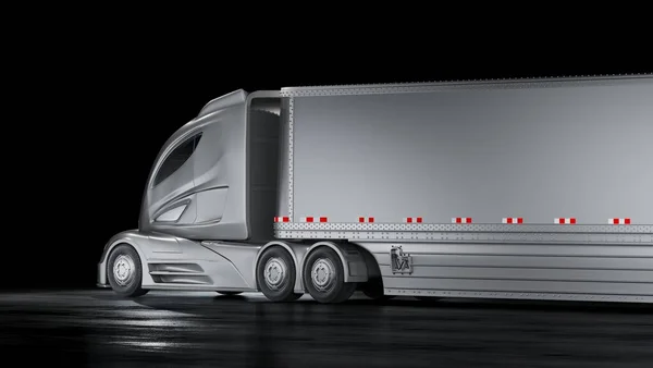 Weergave Van Een Merkloze Generieke Conceptauto Elektrische Autonome Vrachtwagen — Stockfoto